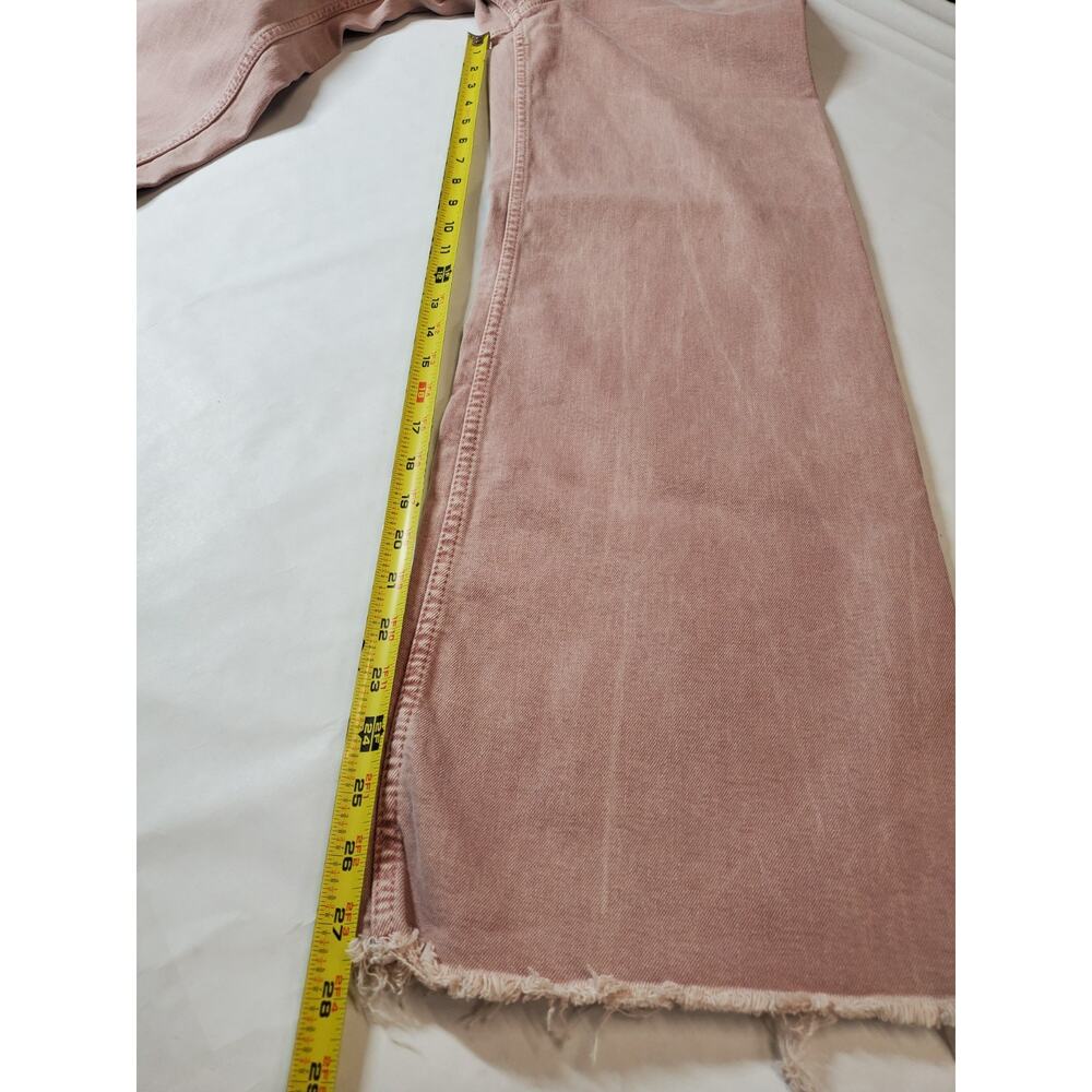 Zara Womens 0 Marine Straight Leg Jeans High Rise Raw Hems Pale Pink Retro - Picture 10 of 11